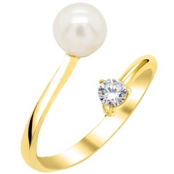 Χρυσό δαχτυλίδι Κ14 με μαργαριτάρι